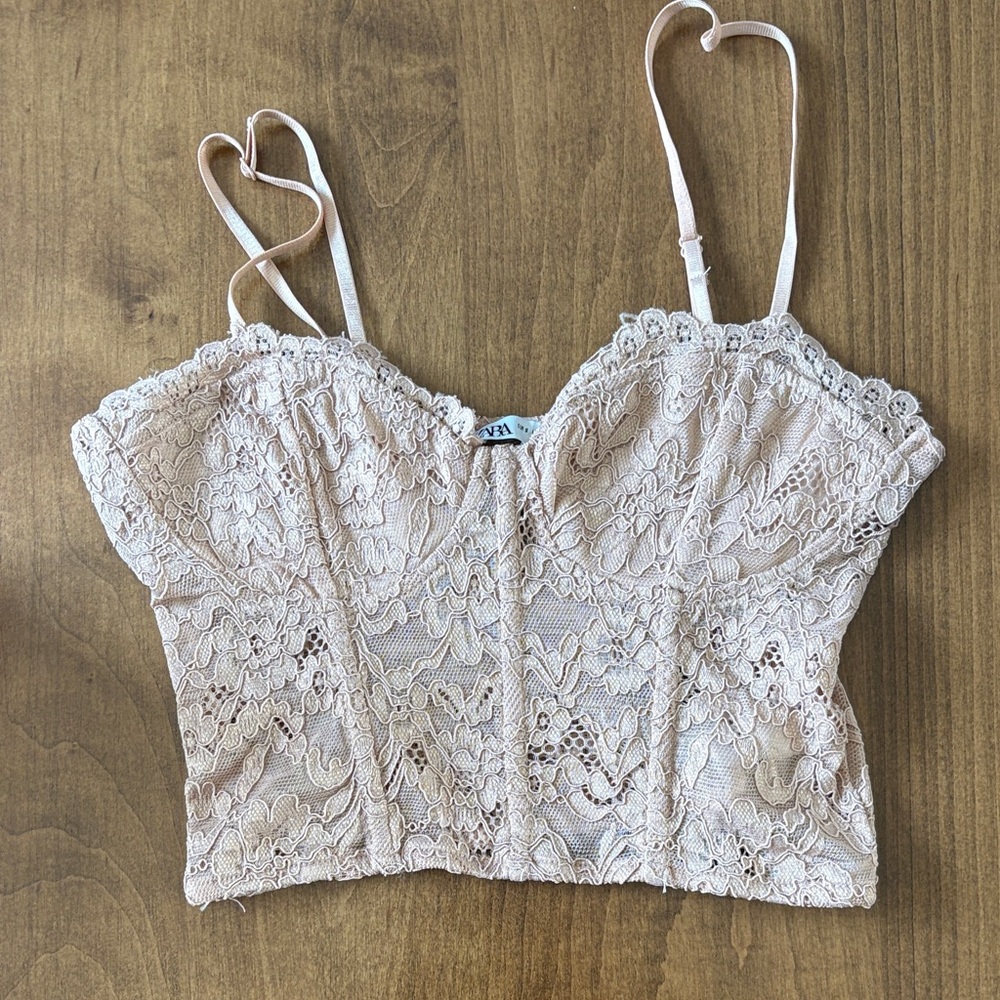 Zara Blush Lace Corset Top